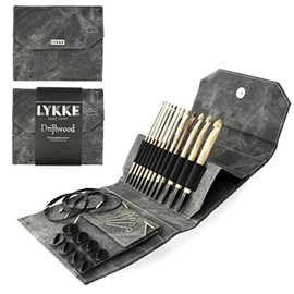 Lykke Driftwood Interchangeable Tunisian Crochet Hooks Set in Grey Denim Pouch