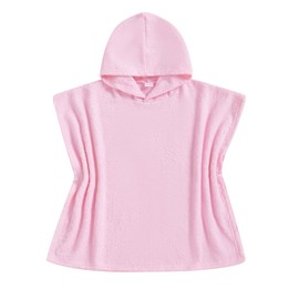 woshilaocai Toddler Swim Coverup Boy Girl Terry Cloth Hooded Poncho Kid Swimsuit Cover Up for Beach, Pool, Surf (3-4T,Pink)