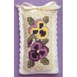 Textile Heritage Lavender Sachet Counted Cross Stitch Kit - Victorian Pansies by Textile Heritage