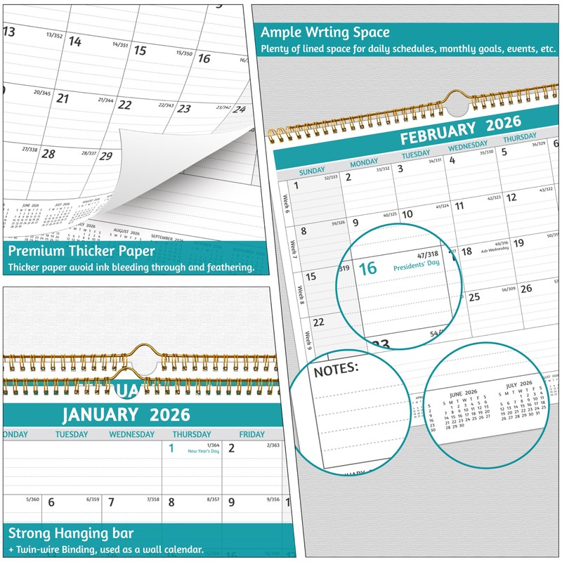 2026 Calendar 12 Months, Green
