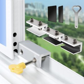 Tahikem Window Safety Locks Adjustable Sliding Door Window Security Locks with Key 4 pcs