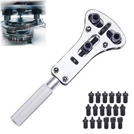 Case Opener with Key, Case Opener Wrist Watch, Professional Case Opener for Keys, with 18 Screws, for Watch Repair, for Removing the Back Panel of the Watch, Silver, silver