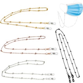 Tiwnefua 4PCS Eyeglass Mask Chain Sunglass Strap Holder Lanyard Beaded Necklace Eyewear Retainer Metal Beaded Eyeglasses Long Fashion Accessories