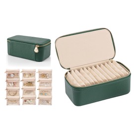 VLANDO Portable Jewelry Box Organizer with Zippered Pouches – Travel Jewelry Case for Rings, Necklaces & Earrings