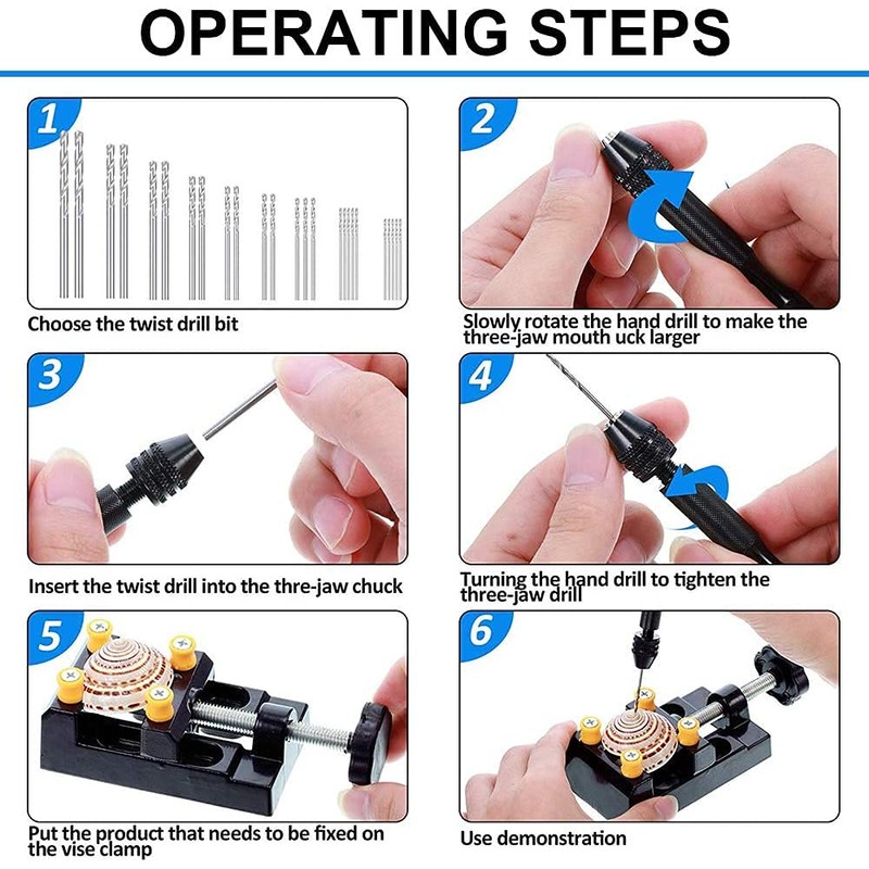37Pcs Hand Drill Set Include Pin Vise Hand Drill, 0.3-1.2mm