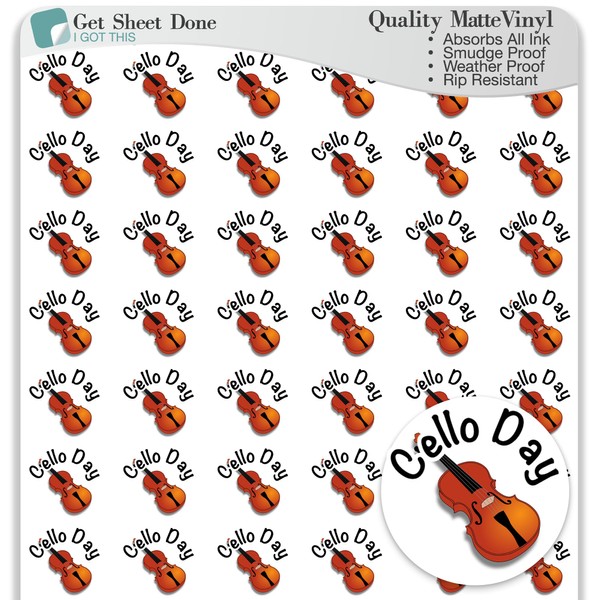 Cello Planner Stickers – 54 Vinyl Labels for Music Lessons,