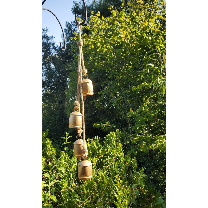 4 Large Rustic Cow Bells on a Rope