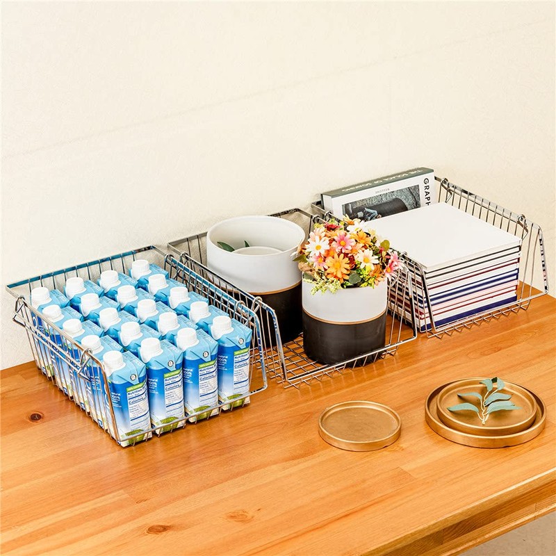 SANNO Stacking Baskets Bin Baskets Wire Storage Baskets Organization Farmhouse
