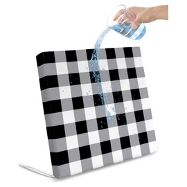 ZFUNCING 2 Pack Waterproof Patio Cushion Cover for Outdoor,Rustic Farmhouse Buffalo Check Plaid Washable Replacement Covers Furniture Seat Slipcover for Couch Sofa Chair,White Black,20x18in