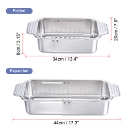 sourcing map Extendable Over The Sink Strainer, Fruit Vegetable Wash Basket Adjustable Colander for Kitchen Stainless Steel Silver