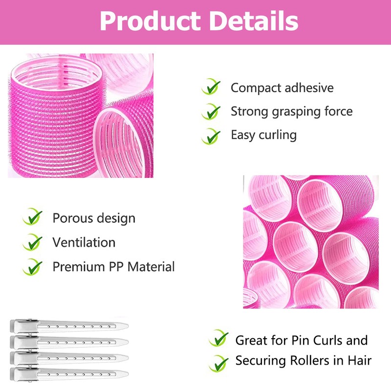 Hair Rollers Set 24 Pcs, Hair Curlers With 12 Pcs