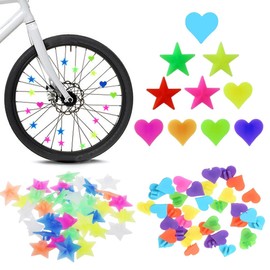 RAMGLYO Children's Bicycle Spoke Reflectors, Set of 70 Spoke Reflectors Bicycle Children, with Heart and Star-Shaped Designs, Cat Eyes Bicycle Children, Reflectors Children, Colourful and Safe