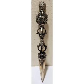 9" Tibetan Tantrik Ritual Old Silver Phurba Dagger Kila