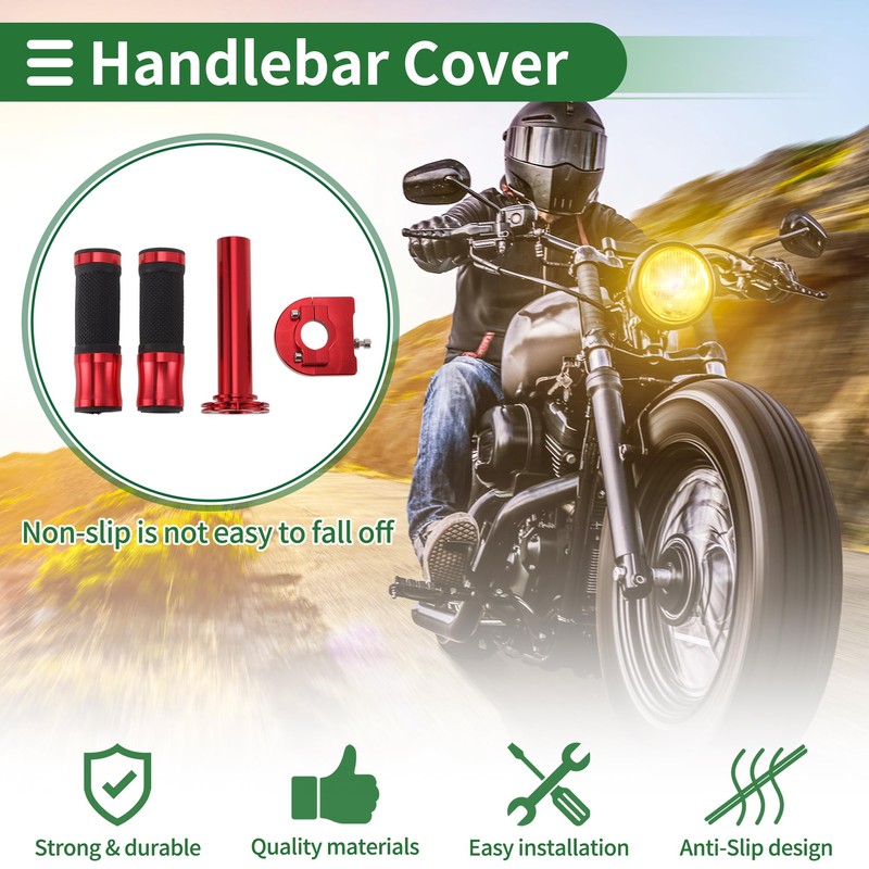 X AUTOHAUX 7/8" 22mm 15/16" 24mm Motorcycle Hand Grips Cover