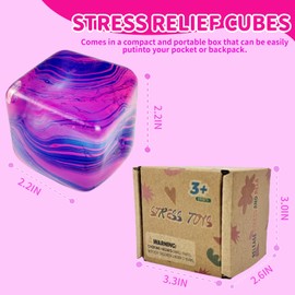 Graphinza Squeeze Toys – Medium 1.97in Soft Stress Relief Toys Cube for Autism Stress Relief, Stress Balls for Adults and Children, Classroom Prizes – Durable Design, Not Easy to Fall Off, (Purple)