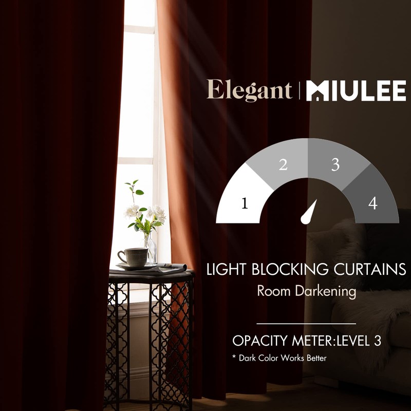 MIULEE 2 Panels Orange Blackout Curtains Room Darkening Thermal Insulated