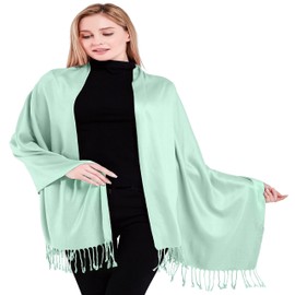 CJ Apparel - Pañuelo nepalés de color sólido, diseño de estola, Cian pálido, Talla única