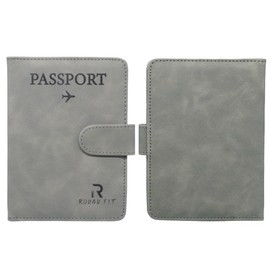 ROUGH FIT Passport Cover, Premium PU Leather Passport Holder with RFID Blocker, Portable Passport Cover, Travel Passport & Id Documents Holder for Men & Women (Grey)