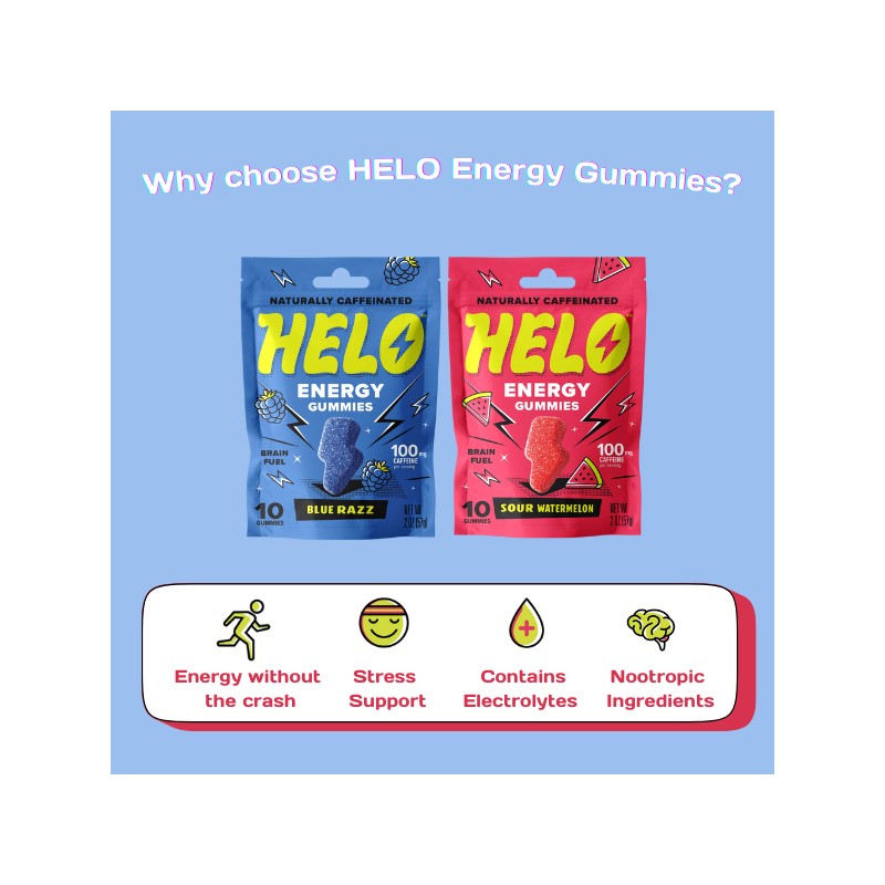 HELO Energy Gummies, Blue Razz (10CT)