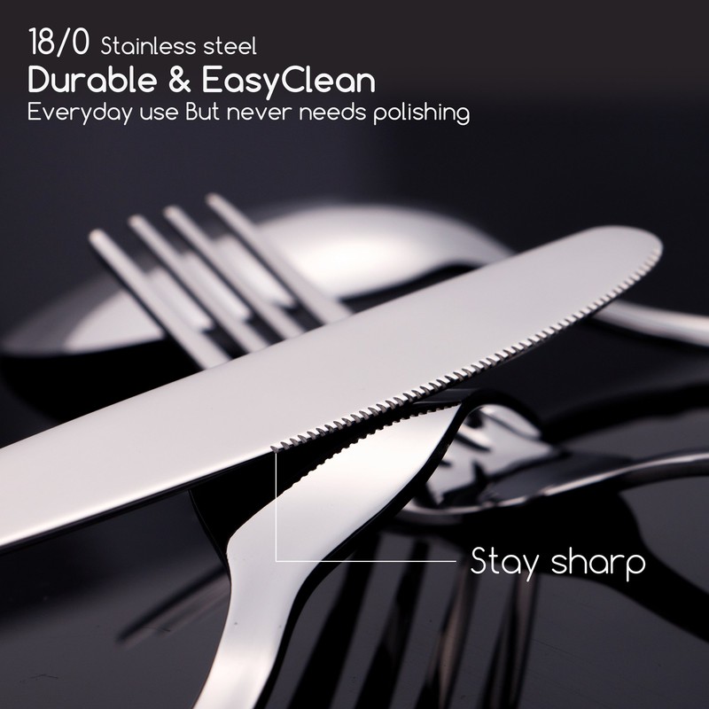 65 Piece Silverware Flatware Cutlery Set, Stainless Steel Fork Spoon