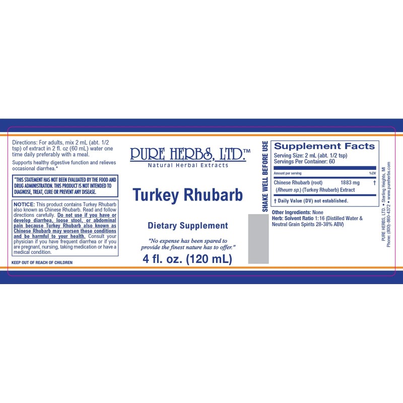 Pure Herbs: Turkey Rhubarb - 4 oz.
