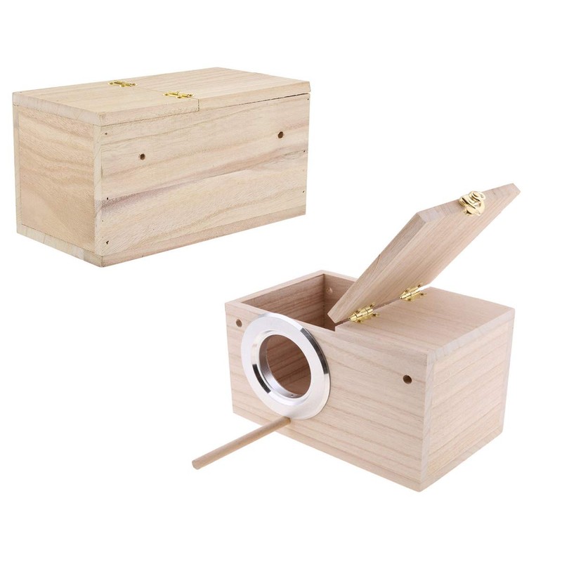 Parakeet Nesting Box, Bird Nest Breeding Box Cage Wood House