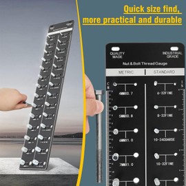 EODSAD Nut and Bolt Thread Checker Bolt and Nut Identifier Gauge 28 Male Female Gauges-14 Inch & 14 Metric Board Thread Gauge Suitable for Hanging (Black)