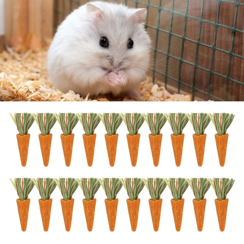 20pcs Carrot Shaped Hamster Toy Teeth Grinding Decorative Crude Fiber
