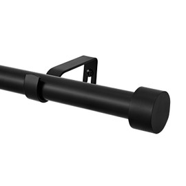 WL.Rocaille 3/4 Inch Curtain Rods Single Window Rod 30-84 Inches, with Aluminium Finials, Black Drapery Rod