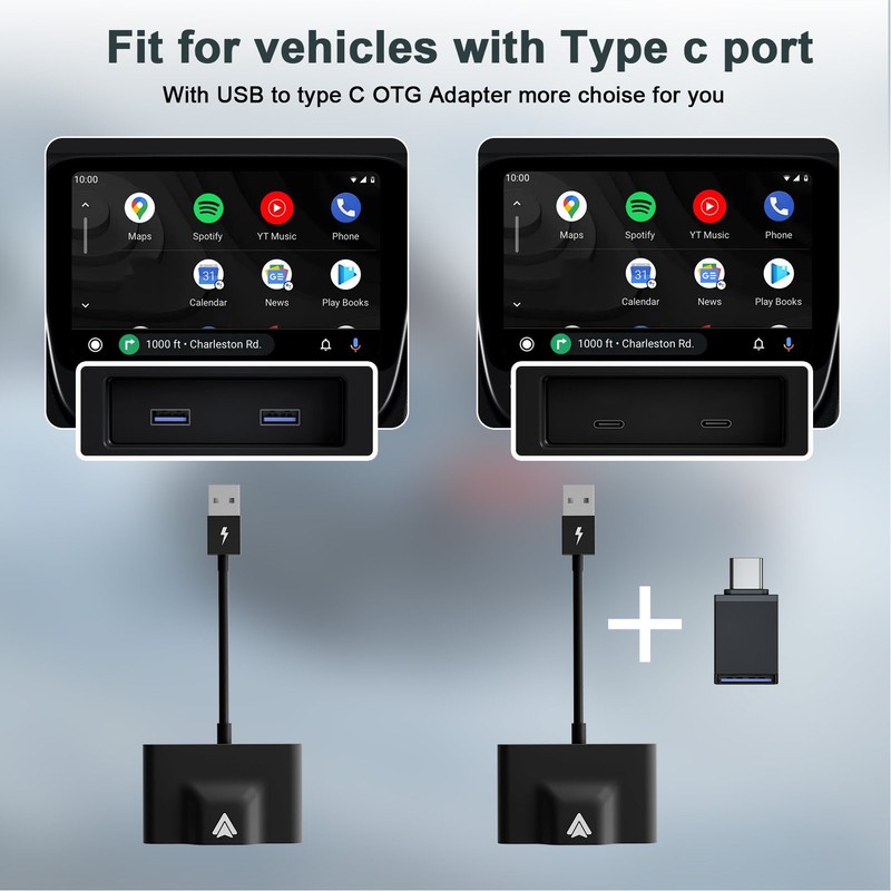 Wireless Auto Car Adapter For Android Type C Plug and