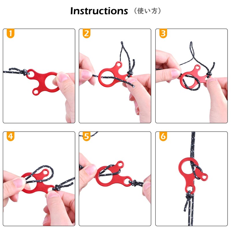 TRIWONDER Aluminum Alloy Guyline Cord Adjuster Tent Tensioners Rope Adjuster