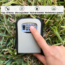 COOLSHT Caja Fuerte Pequeña Porta Llaves Resistente A Golpes Y Agua (Gris Con Negro)