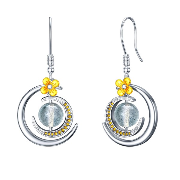 Mond Ohrringe Echter Mondstein Ohrringe 925 Sterling Silber Hängend Ohrringe