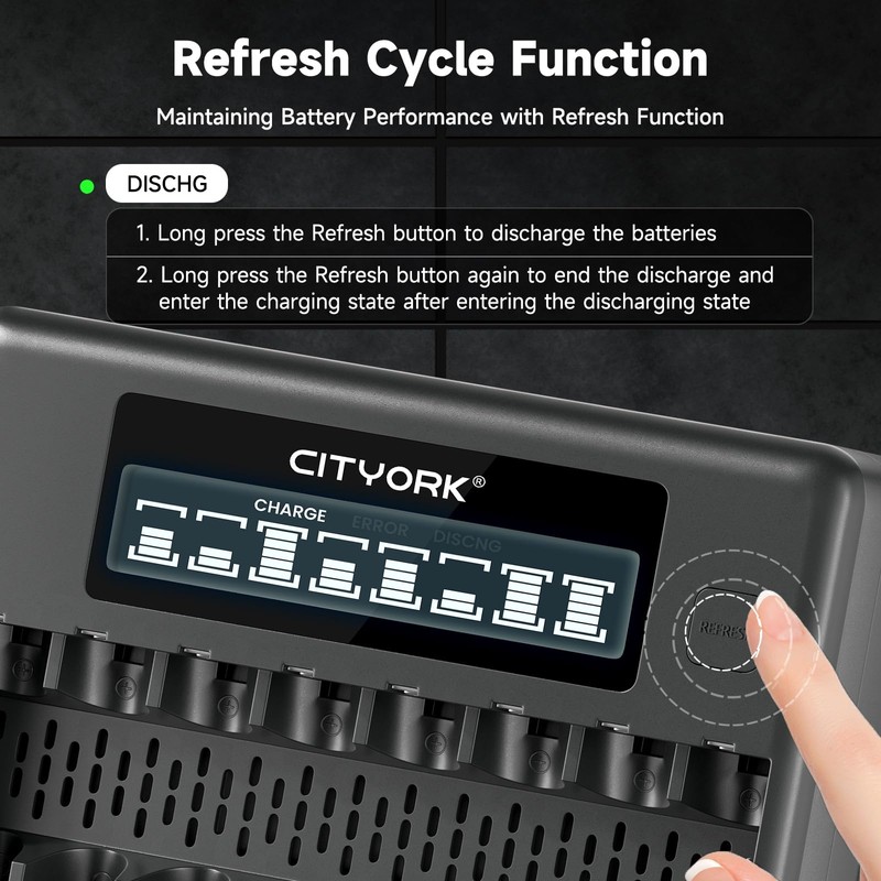 CITYORK Rechargeable Batteries with Charger, 8 Pack AA 3000mAh &