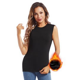 MANCYFIT Thermal Tank Top for Women Fleece Lined Underwear Soft Camisole Baselayer Undershirts Sleeveless Winter Vest Black Small