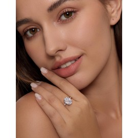 Michooyel Oval Cut 4ct Engagement Ring Sterling Silver Cubic Zirconia Rhodium Plated Solitaire Women‘s Ring Wedding Ring Promise Ring Wedding Band