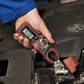 Testboy TV 218 Miniature Digital Clamp Ammeter (Ultra Compact Design, True RMS, Data Hold, Current Measurement 200A AC/DC, Auto Power-Off) Red/Black