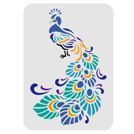 FINGERINSPIRE Peacock Stencil Peacock Drawing Painting Stencils Plastic Rectangle Peacock Stencil Reusable DIY Decorative Peacock Stencil Template for Painting on Walls Furniture Crafts Home Decor