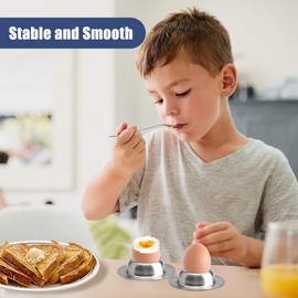 Boiled Egg Holder Egg Cups 2 Pieces, Metal Egg Cup Holder for Chicken Eggs Duck Eggs Stainless Steel Egg Tray for Kids