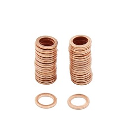 sourcing map Washers Copper Washers Sealing Rings 7 mm Inner Diameter Pack of 40