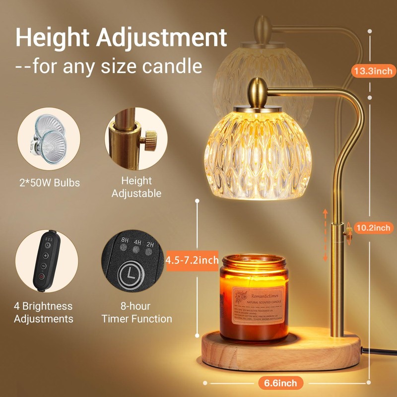 NVRGIUP Candle Warmer, Candle Warmer Lamp with Timer & Dimmer