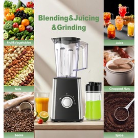 Smoothie Blender, Personal Blenders for Smoothies and Shakes, Smoothies Maker and Coffee Grinder with 2 To-Go Cups, Countertop Blender for Kitchen, BPA Free