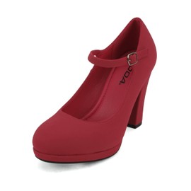 Soda “Ayden” ~ Women Mary Jane Ankle Strap Cushion High Heel Pump Shoe (Lipstick Nubuck, us_Footwear_Size_System, Adult, Women, Numeric, Medium, Numeric_11)
