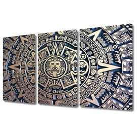 TUMOVO Mexican Wall Art Painting Aztec Calendar Bedroom Living Room Wall Decor Aztec Sun Stone Framed Modern Pictures Canvas Prints Artwork for Wall Decor Bathroom Office Decorations, 36" Wx24 H
