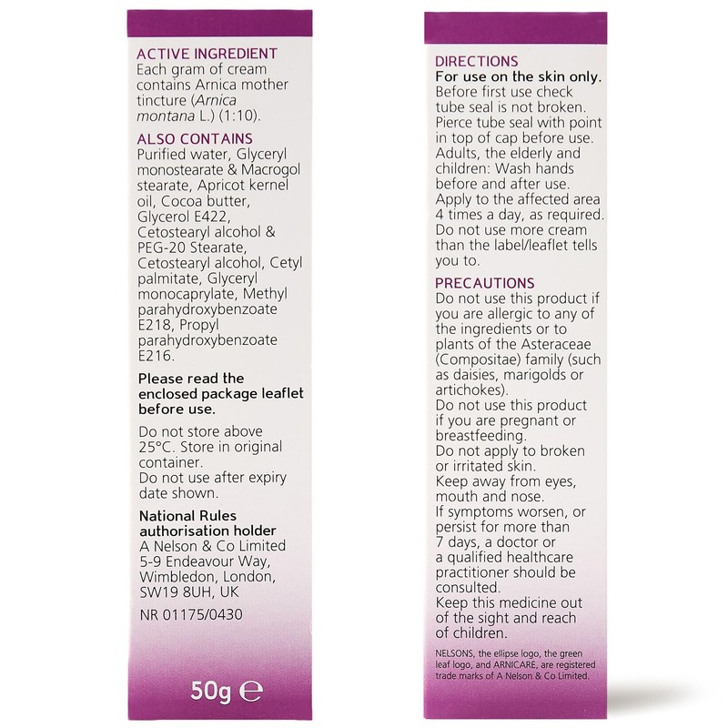 Arnicare Arnica Cream for Bruise Relief (50g), Arnica Montana Bruise