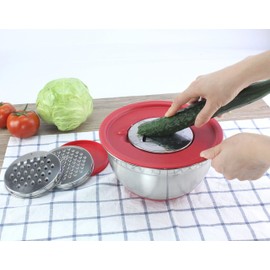 SHERRI'S HOME & GARDEN STAINLESS STEEL BOWL SET WITH LIDS AND GRATERS