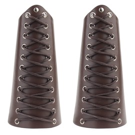 Thajaling Pack of 2 Viking Leather Bracers, Medieval Cuffs, Leather Bracelets, Punk Knight Archery Bracers for Men and Women (Brown)