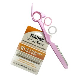 Sharkfin Pink Aluminum Razor with 10 Additional JATAI FEATHER BLADES