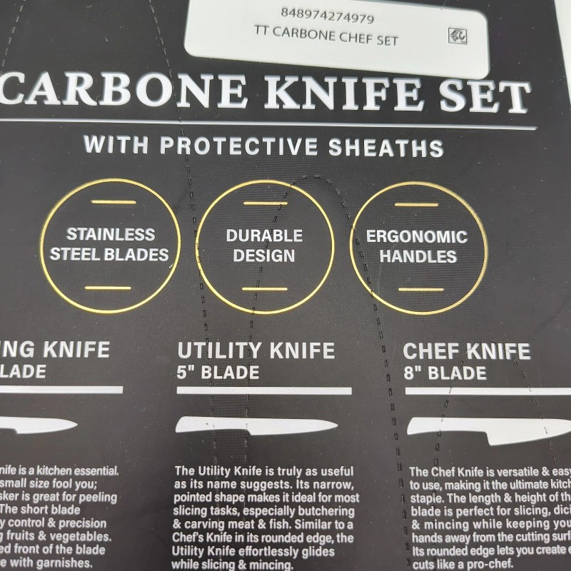 Thyme & Table Non-Stick Coated Stainless Steel Carbone Chef's Knives