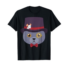 Cute Gray Cat With Hat Cartoon Accessories For Kids T-Shirt
